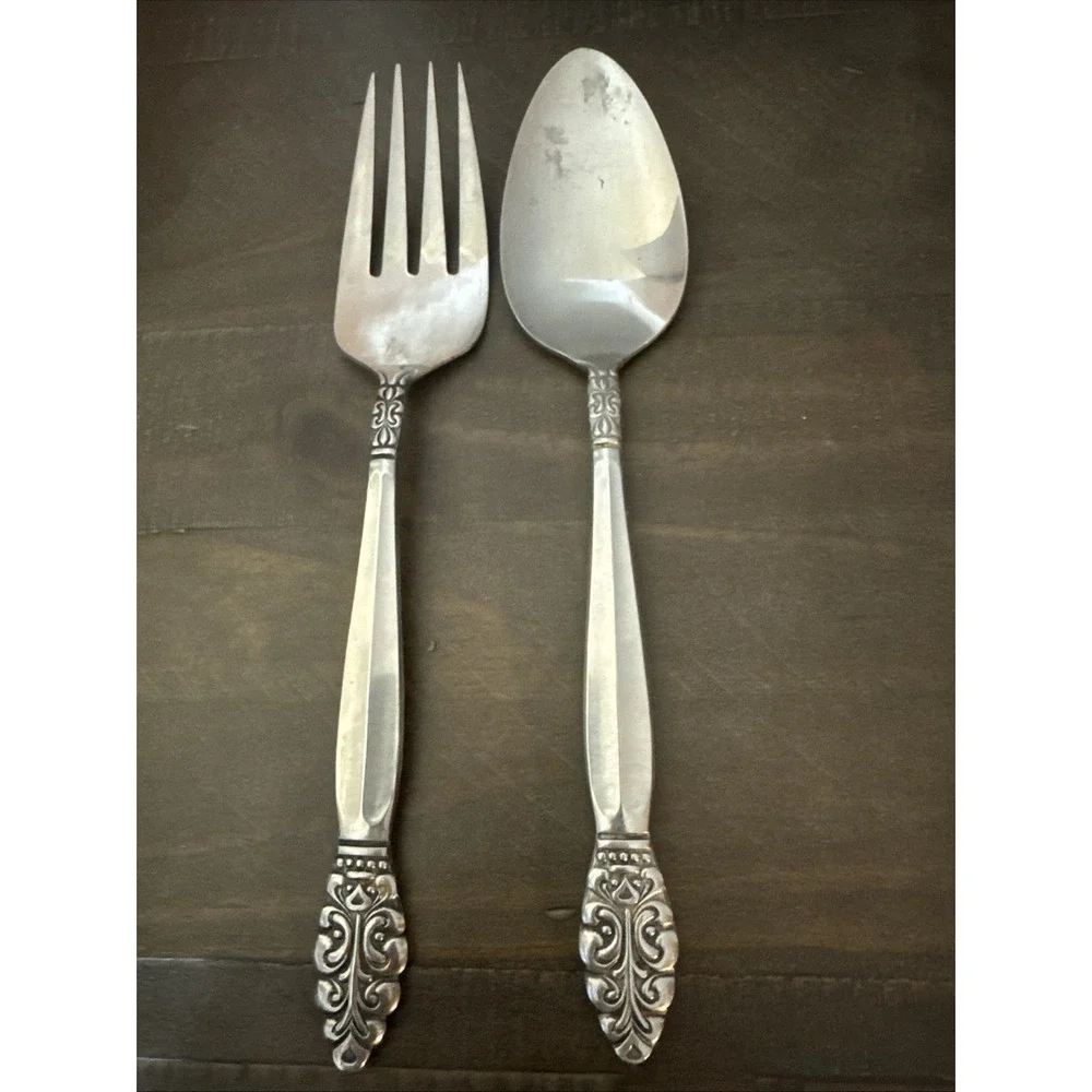Vintage Flatware United Silver Co. USI4A Serving Fork, Serving‎ Spoon Stainless